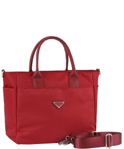 Smooth Nylon Handle Satchel Bag GLV-0160-M BURGUNDY